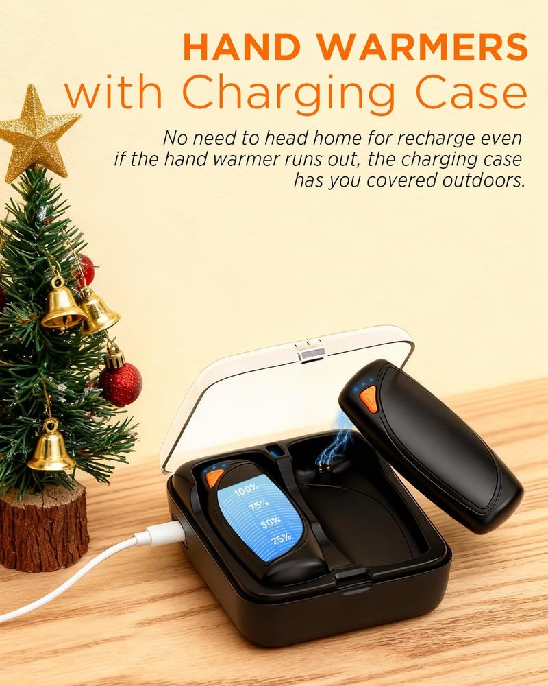vimwing Hand Warmers Rechargeable with Charge Case, 2 Packs 14,000mAh Electric Hand Warmer Battery Powered Dual Sided Reusable Long Battery Life Portable Pocket Heater Gifts for Men Women Golf, Hunting Gear - Image 2